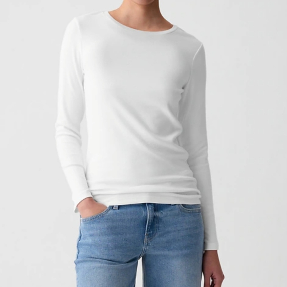 GAP White Long Sleeve Crew Neck Tee Women's Size L